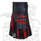Modern Royal Stewart Tartan Hybrid Kilt with Black Leather – Premium Scottish Utility Wear